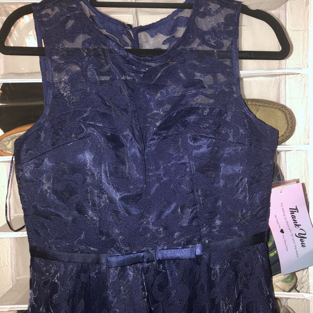 Lace high-low prom dress